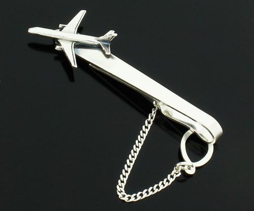 Odlotowa srebrna spinka do krawata boeing samolot na Arena.pl
