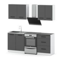 Meble Kuchenne Komplet Mini Mokka 2.0m Nowoczesny Zestaw Kuchenny Szary Mat