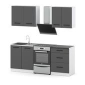 Meble Kuchenne Komplet Mini Mokka 2.0m Nowoczesny Zestaw Kuchenny Szary Mat