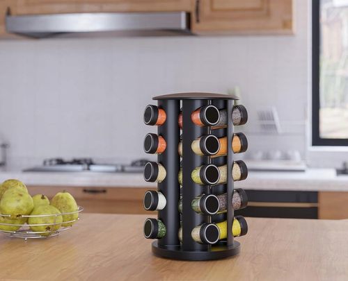 STOJAK NA PRZYPRAWY ORGANIZER 20 SZKLANE SŁOICZKI POJEMNIKI + NAKLEJKI na Arena.pl