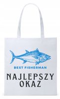 Dla Wędkarza Rybaka Torba Eco Biała Shopper Z Nadrukiem Ze Zdjęciem