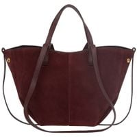 VERA PELLE torebka damska zamszowa shopper mała rozpinana V686 c.bordowa