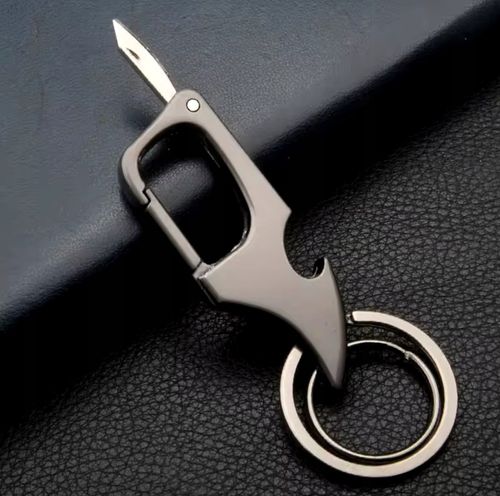 Karabińczyk do kluczy Breloczek Mini Nożyk EDC Otwieracz do butelek 2 kółka na Arena.pl