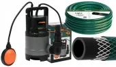 POMPA DO WODY BRUDNEJ CZYSTEJ ZANURZENIOWA 400W + PŁYWAK + WĄŻ 1" 20M