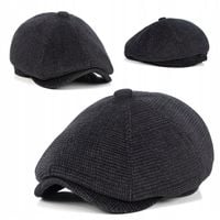 Grafitowy Kaszkiet Męski Wełniany Peaky Blinders Elegancki 59-61cm XXL