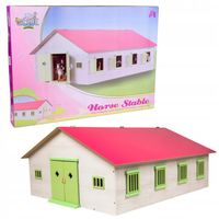 DREWNIANA STAJNIA DLA KONI 7 BOKSÓW GOSPODARSTWO 1:24 KIDS GLOBE 610189
