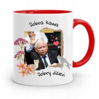 Kubek Czerwony Śmieszny Pis Jarosław Kaczyński Z Nadrukiem Ze Zdjęciem