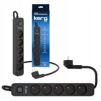 LISTWA PRZECIWPRZEPIĘCIOWA PRZEDŁUŻACZ KERG 5 GNIAZD 3m 16A CZARNY