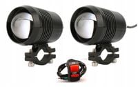 LAMPA MOTOCYKLOWA ROBOCZA HALOGEN QUAD U2 LED CZARNA + PRZEŁĄCZNIK 2szt