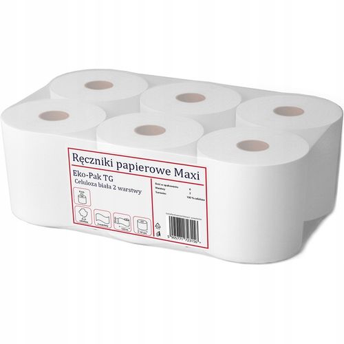 Ręcznik Papierowy Biały Maxi Celuloza 2 warstwy rolowany Ręczniki MAXI na Arena.pl