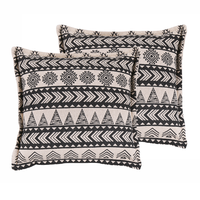 Zestaw 2 poduszek dekoracyjnych geometryczny wzór 45 x 45 cm beżowo-czarny HENTEPE