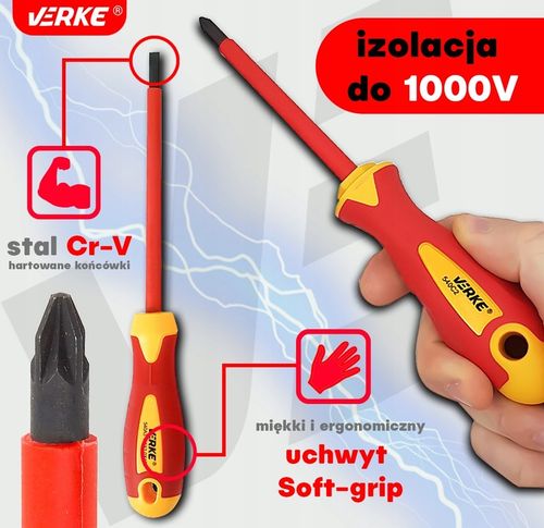 ZESTAW WKRĘTAKÓW WKRĘTAKI ŚRUBOKRĘTY IZOLOWANE DLA ELEKTRYKA 1000V 7 na Arena.pl