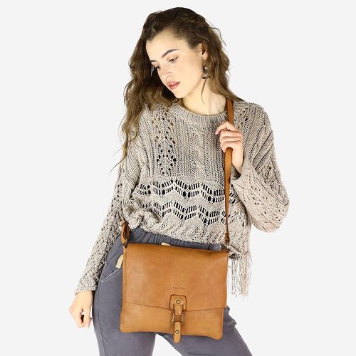 Torebka skórzana listonoszka stylowy minimalizm ala messenger leather bag - MARCO MAZZINI camel na Arena.pl