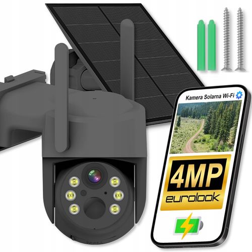 SOLARNA KAMERA WIFI 4MPX SMART ZEWNĘTRZNA OBROTOWA IP BEZPRZEWODOWA SZARA na Arena.pl