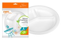 Talerze jednorazowe trójdzielne z masy celulozowej fi 26 cm 6 sztuk białe
