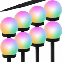 8x LAMPA SOLARNA OGRODOWA MOCNA KULA WBIJANA LAMPY LAMPKI SOLARNE LED RGB