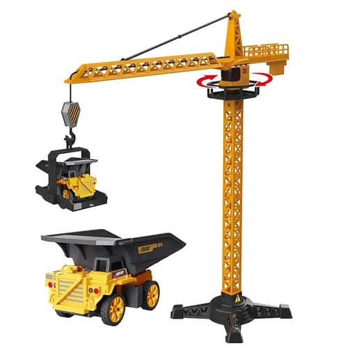 dźwig żuraw  budowlany obrotowy ruchomy budowa 50 elementów + pojazd na Arena.pl