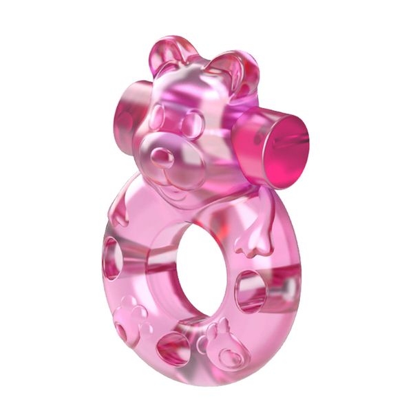 Vibrating Bear Cock Ring – Pink zdjęcie 4