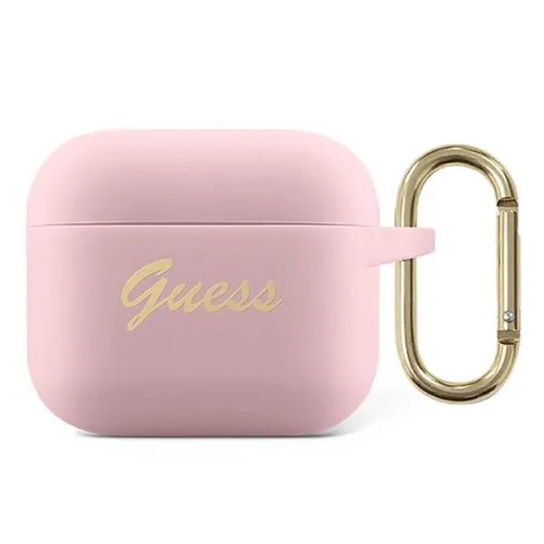 Etui Guess Silicone Vintage Script na AirPods 3 - różowe na Arena.pl