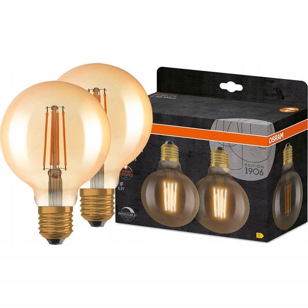2x Żarówka Ozdobna LED E27 6,5W Ściemnialna OSRAM zdjęcie 1