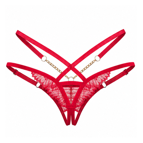 Otwarte stringi czerwone z łańcuszkami Obsessive Crotchless Matildea S/M na Arena.pl