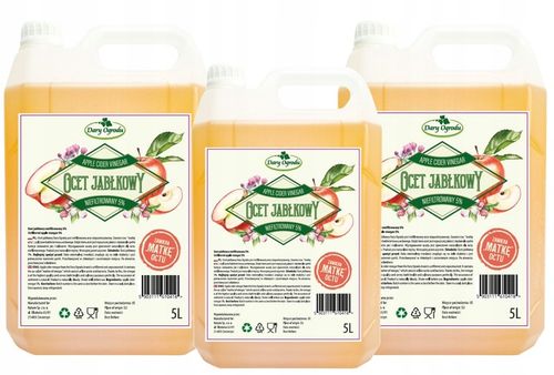 Ocet Jabłkowy Niefiltrowany z Matką Octu Niepasteryzowany 3x5 L Dary Ogrodu na Arena.pl