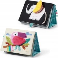 BABYONO DWUSTRONNA KSIĄŻECZKA SENSORYCZNA KONTRASTOWA DLA NIEMOWLĄT SAFARI