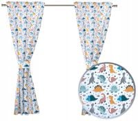 KOMPLET zasłon do pokoju dziecka kolorowe DINOZAURY dla chłopca wys. 150