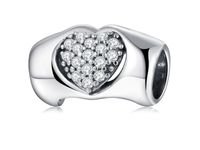 Rodowany srebrny charms do pandora dwie dłonie serce heart hands cyrkonie srebro 925 BEAD14