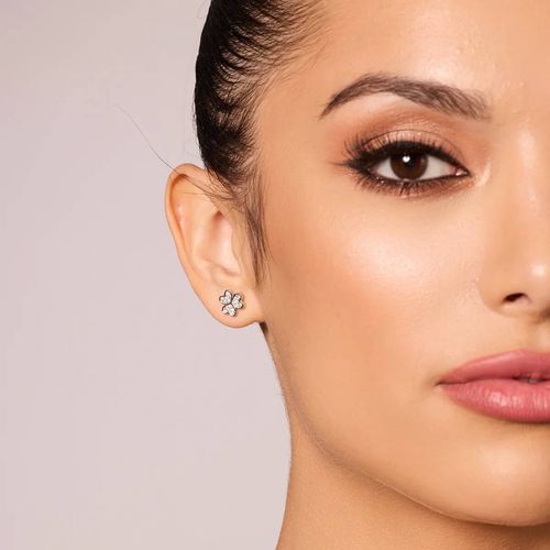 srebrne kolczyki koniczynki z cyrkoniami - kdk5561 na Arena.pl