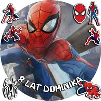 OPŁATEK NA TORT 30CM - SPIDERMAN SPIDEY PAJĄK + IMIĘ + GRATIS! 24CM 26CM