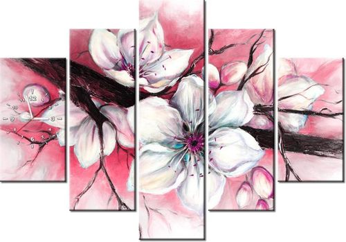 105CM 150CM ZEGAR 5 ELEM PĄKI WIŚNI CZERWIENI DRUK OBRAZ na Arena.pl