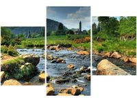 60 90CM OBRAZ 3 ELEM W DOLINIE GLENDALOUGH ŚCIENNY DRUK PŁÓTNO