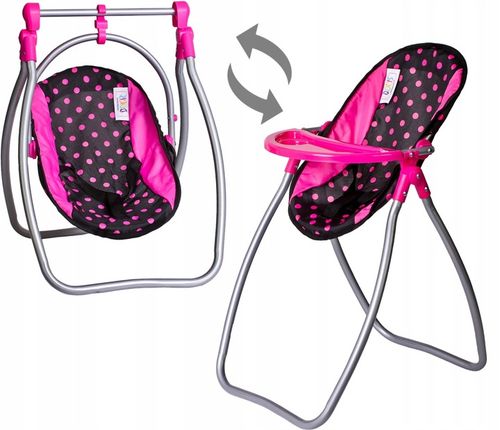 DUŻE KRZESEŁKO DO KARMIENIA lalek BUJAK HUŚTAWKA zestaw dla lalek 3w1 na Arena.pl