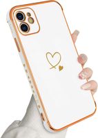 Etui iPhone 12 silikonowe złote serce galwanizowane błyszczące