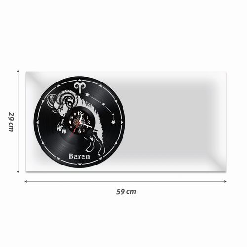 Zegar Ścienny z płyty winylowej na lustrze ZNAKI ZODIAKU 12 wzorów 59x29cm na Arena.pl