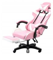 Fotel Biurowy Gamingowy Obrotowy Gracza Podnóżek RÓŻOWY PINK