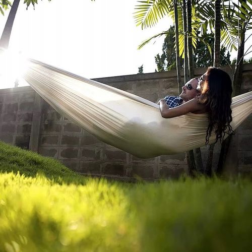 HAMAK OGRODOWY TURYSTYCZNY BOHO MOCNY DWUOSOBOWY 150x260cm TORBA BEŻ na Arena.pl