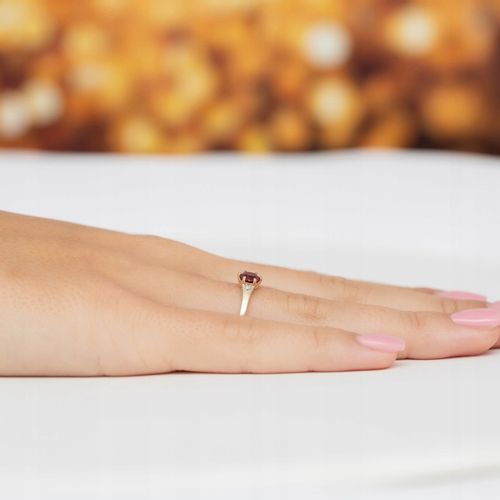 ZŁOTY PIERŚCIONEK OBRĄCZKA pr. 585 14k z Czerwonym Oczkiem Cyrkonia r. 20 na Arena.pl