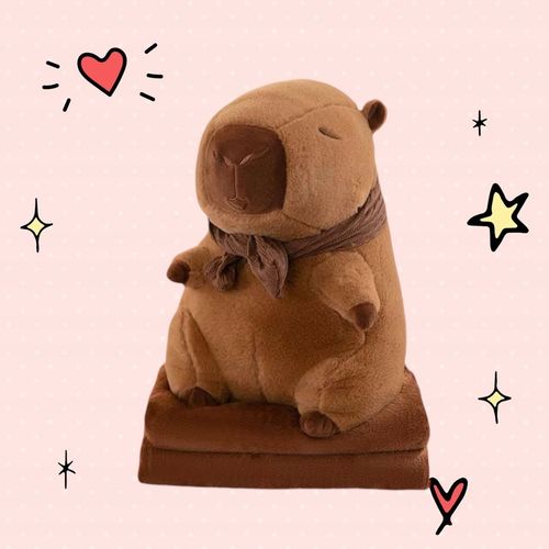 MASKOTKA KAPIBARA Z SZALIKIEM DUŻY PLUSZAK Z KOCYKIEM PODUSZKA 3W1 40 CM na Arena.pl