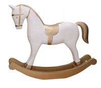 Drewniany koń na biegunach ze złotymi dodatkami 37x32cm