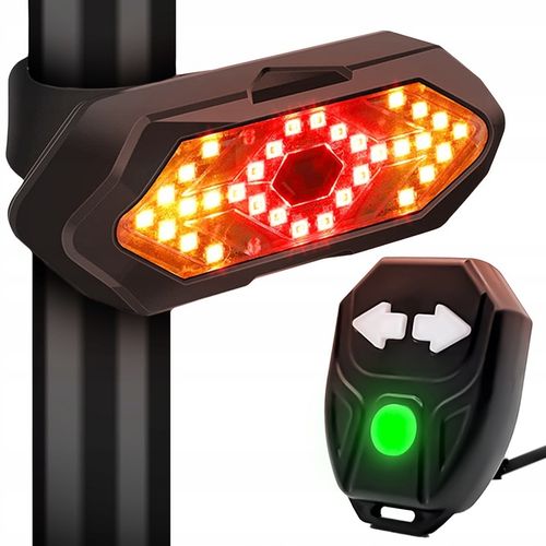 Lampka rowerowa tylna KIERUNKOWSKAZ tył na rower sygnalizator USB + pilot na Arena.pl