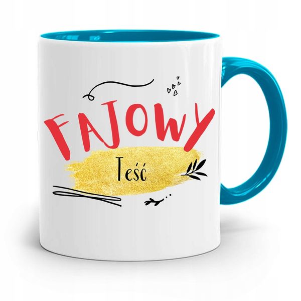 Kubek Błękitny Prezent Dla Teścia Fajowy Teść Z Nadrukiem Ze Zdjęciem zdjęcie 1