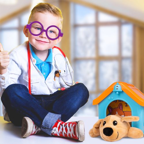 Piesek z Budą Zestaw Mały Weterynarz Akcesoria Doktor Pluszowa Maskotka na Arena.pl