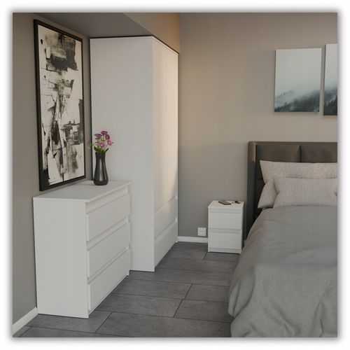 szafka nocna biała loft 30 cm, stolik nocny, nakastlik 2 szuflady na Arena.pl