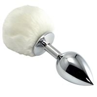 biały mały koreczek analny wykonany ze stali 8cm
