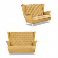 Sofa uszak Carol żółta skandynawska kanapa 2-os. sprężynach