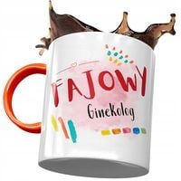 Kubek Pomarańczowy Dla Ginekologa Fajowy Ginekolog Z Nadrukiem Ze Zdjęciem