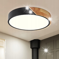 LAMPA SUFITOWA LED PLAFON DREWNO OKRĄGŁY CZARNY NOWOCZESNY 24W 4500K