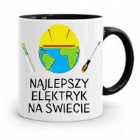 Kubek Czarny Prezent Elektryka Najlepszy Elektryk Z Nadrukiem Ze Zdjęciem